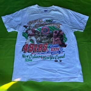 Vintage 1988 San Francisco 49ers NFC Champs Super Bowl XXIV T-Shirt Mens M White
